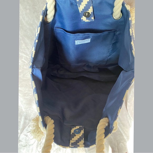 🎉NWOT Summer & Rose Canvas Tote🎉, Navy/Cream - Picture 4 of 6